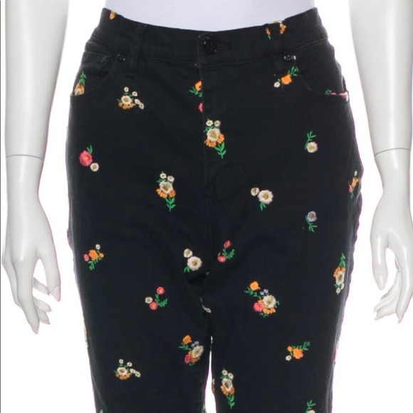 Tory Burch Floral Mid-Rise Straight Leg Jeans M - Picture 5 of 5